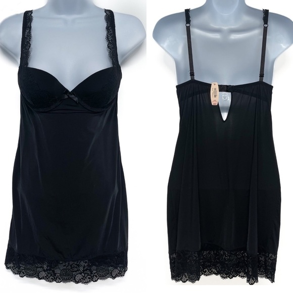Victoria's Secret Other - Victoria’s Secret Lace Babydoll Push Up Bra Slip Dress Chemise 34B Lingerie